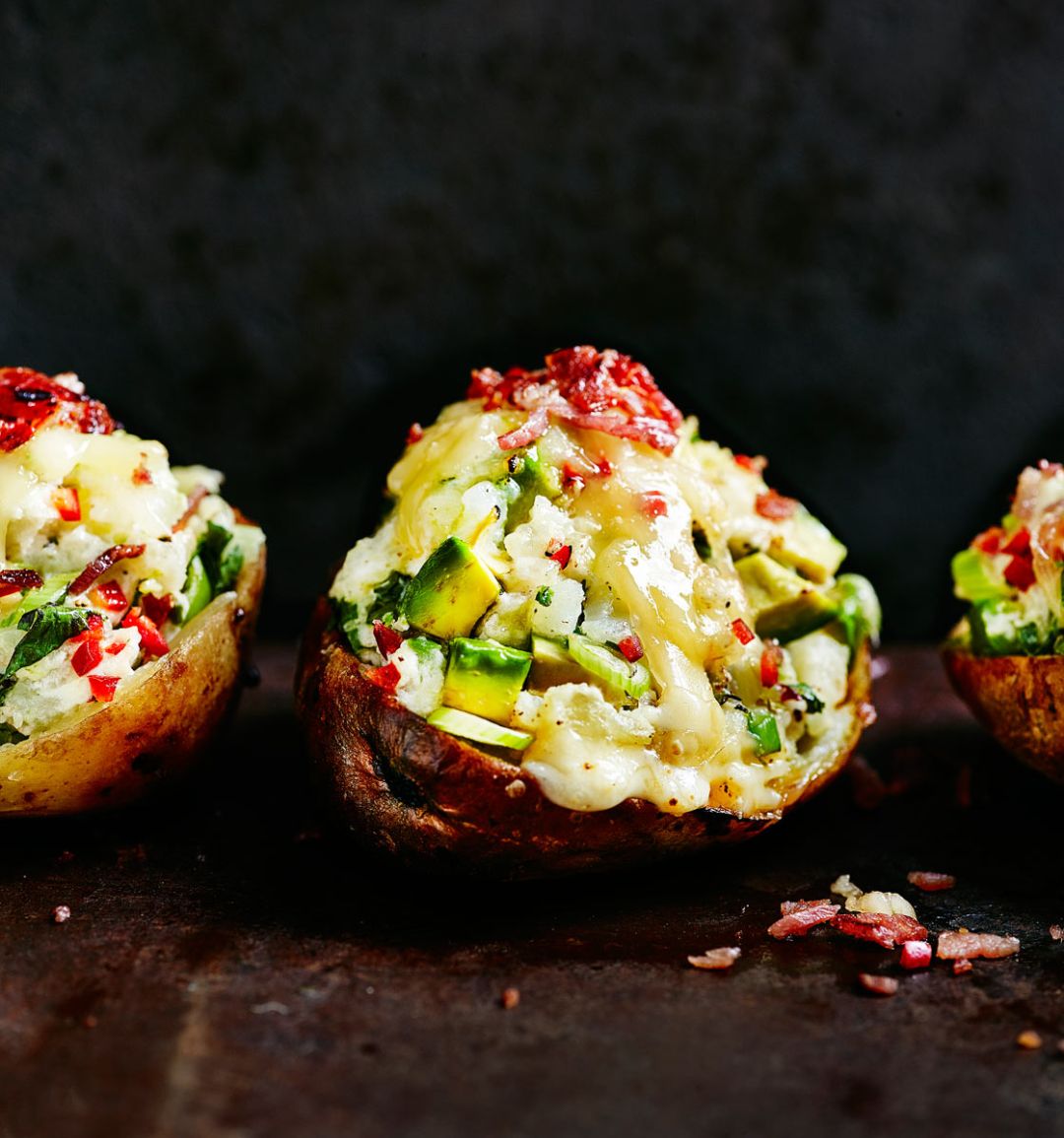 Avocado-stuffed baked potatoes