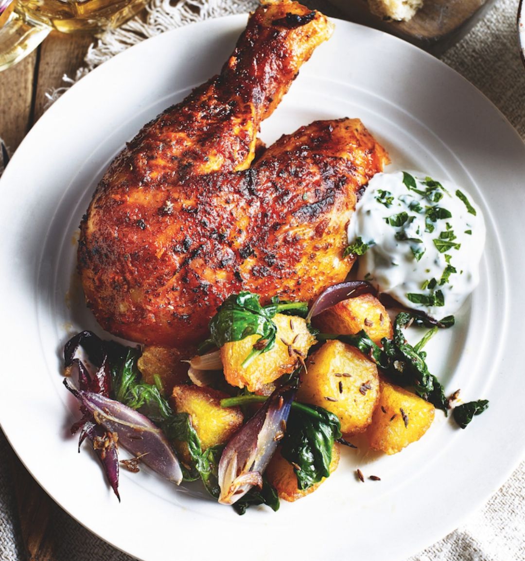 Garam masala chicken with spicy potatoes