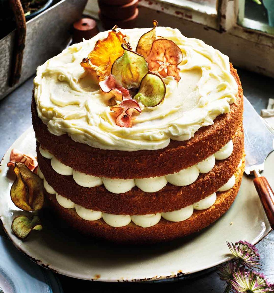 White chocolate almond layer cake 
