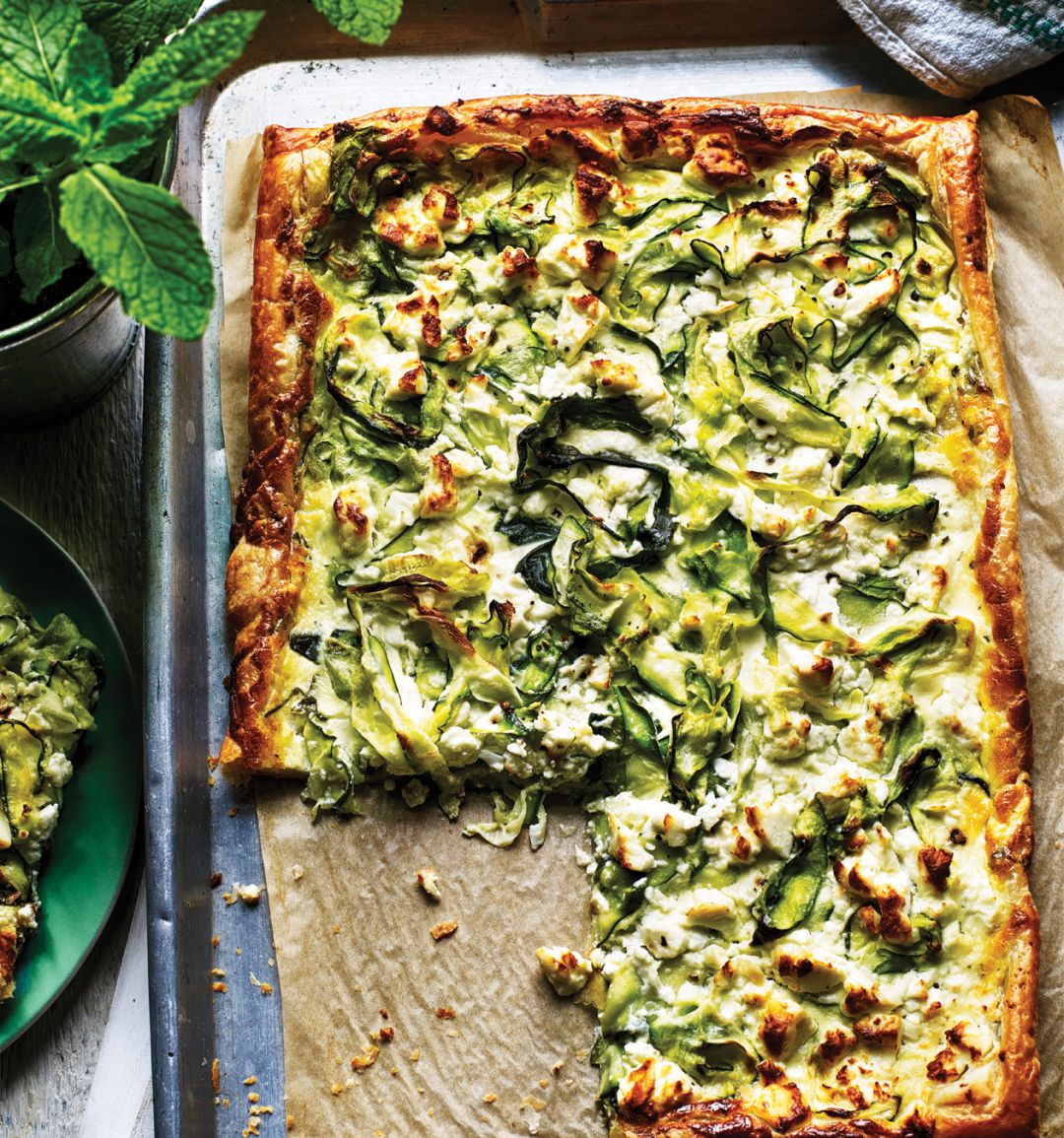 Courgette, feta and mint tart
