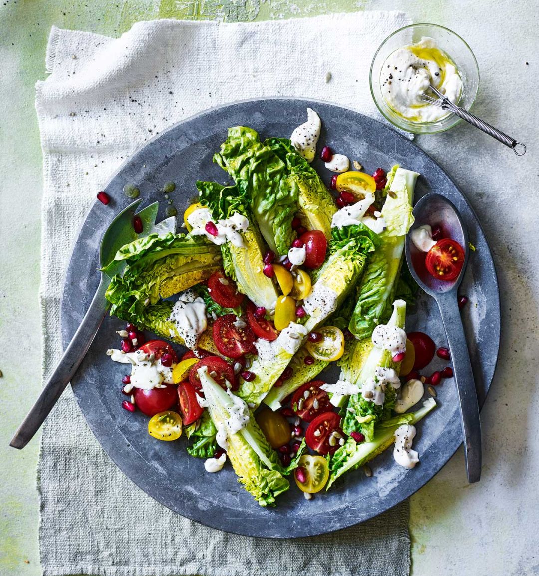 Little Gem, tomato and pomegranate salad