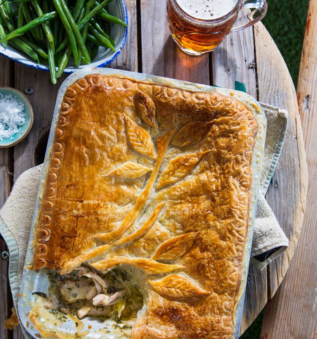 Chicken, herb and golden ale pie