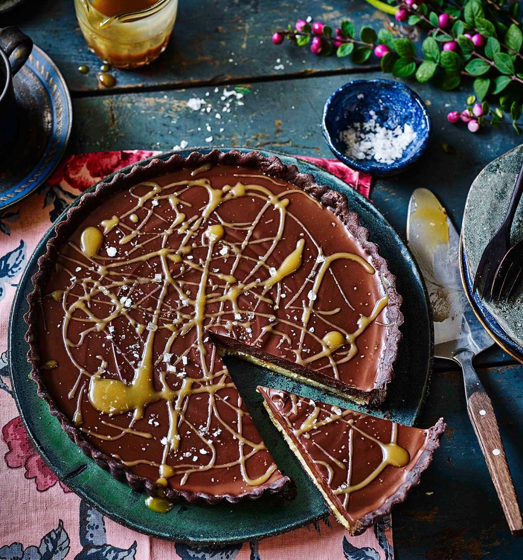 Salted maple chocolate tart