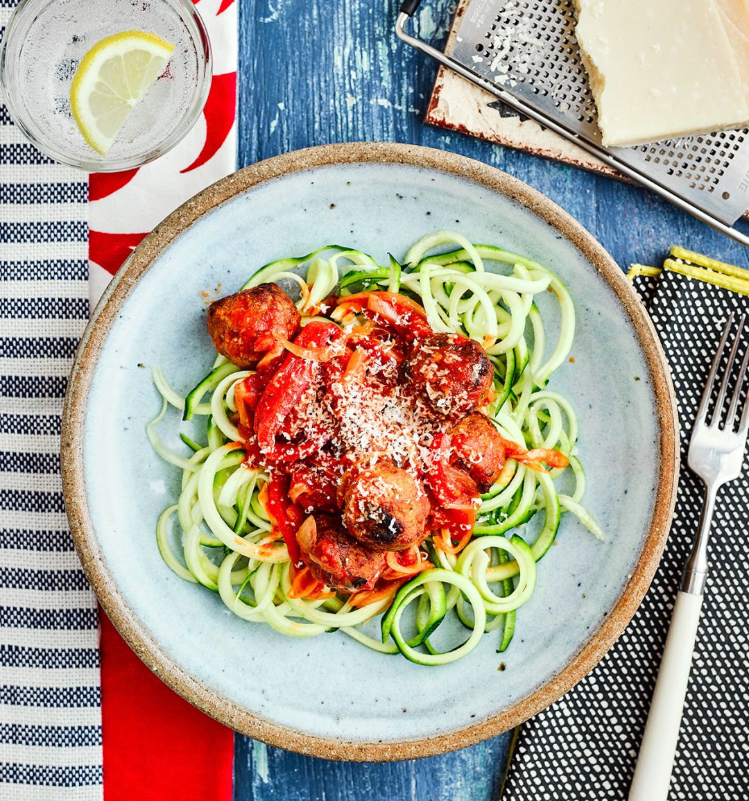 Smoky pork meatballs with courgetti