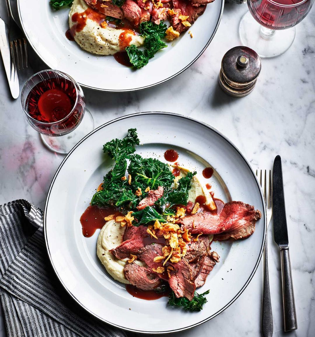 Roast beef fillet with celeriac purée