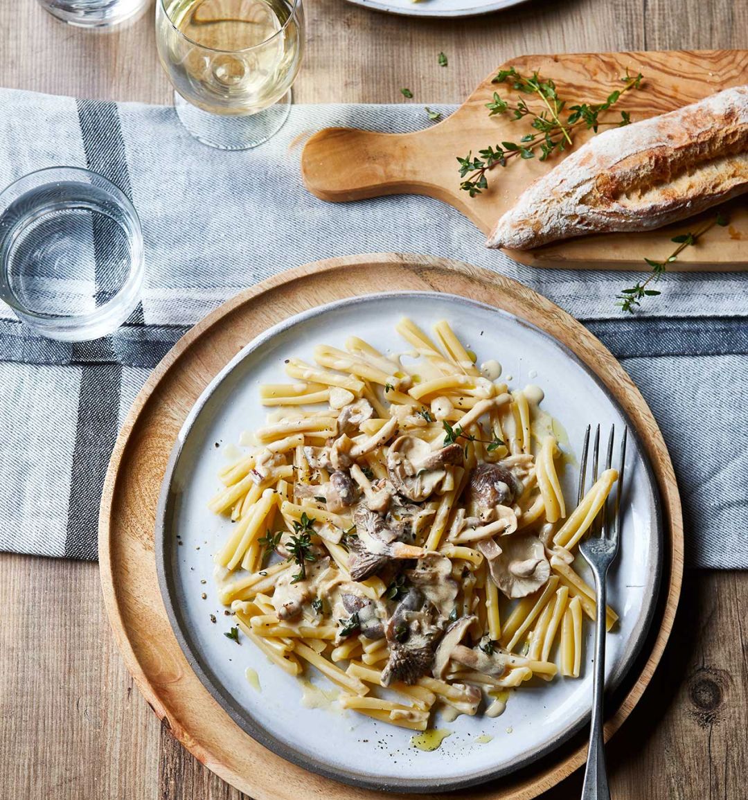 Creamy miso mushroom casarecce