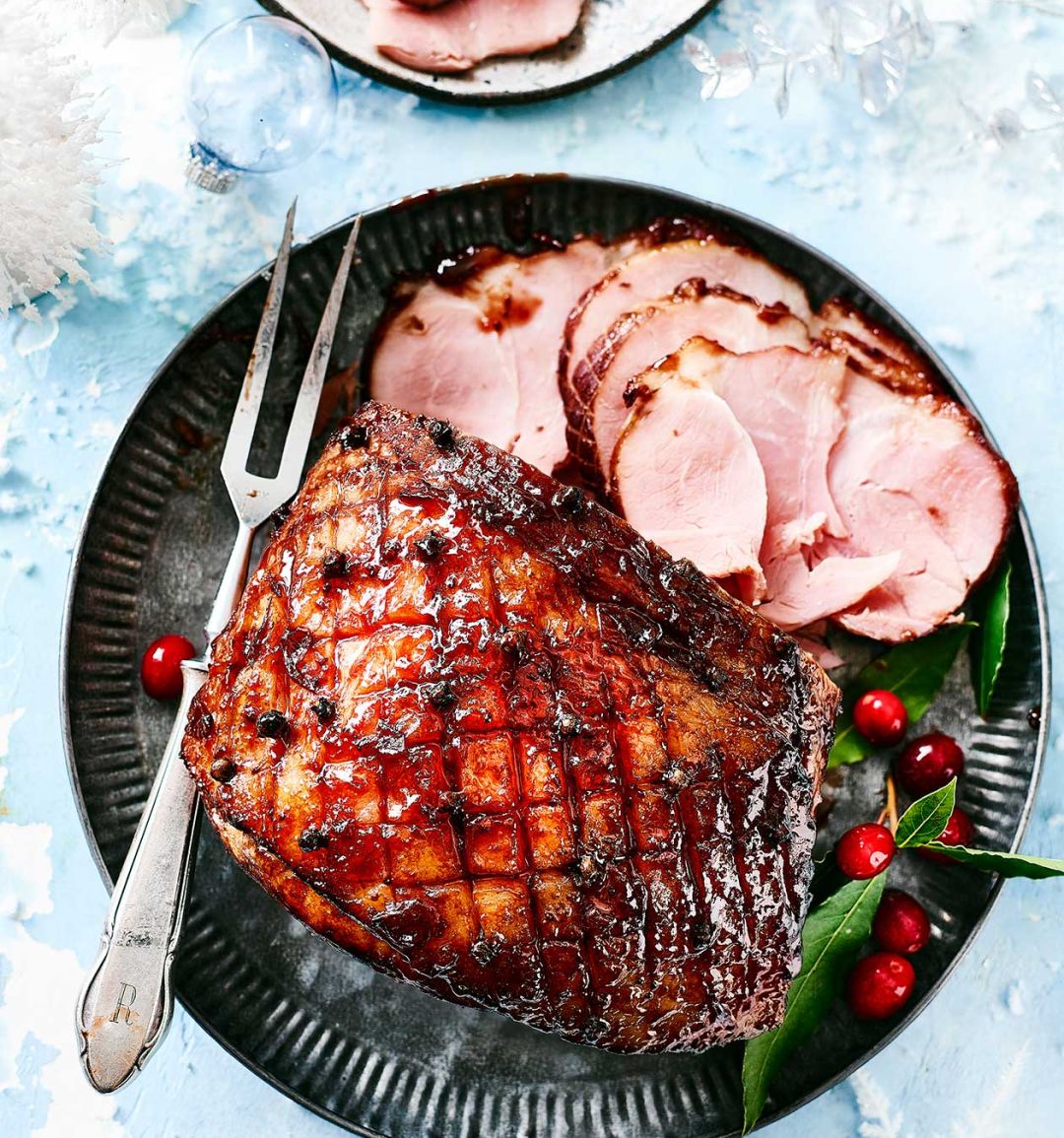 Mulled wine glazed ham