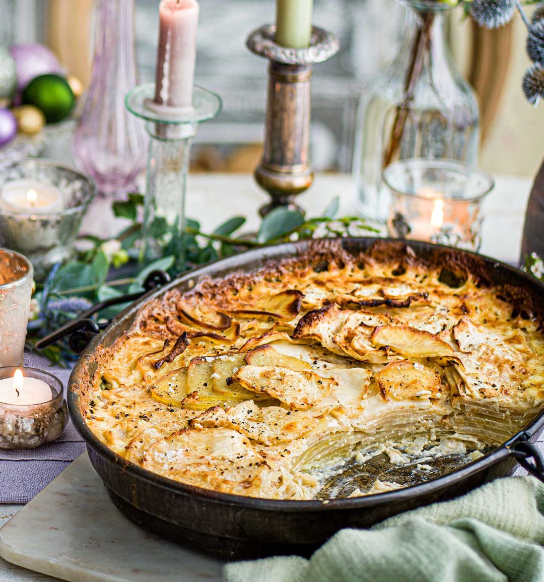 Creamy celeriac and potato gratin