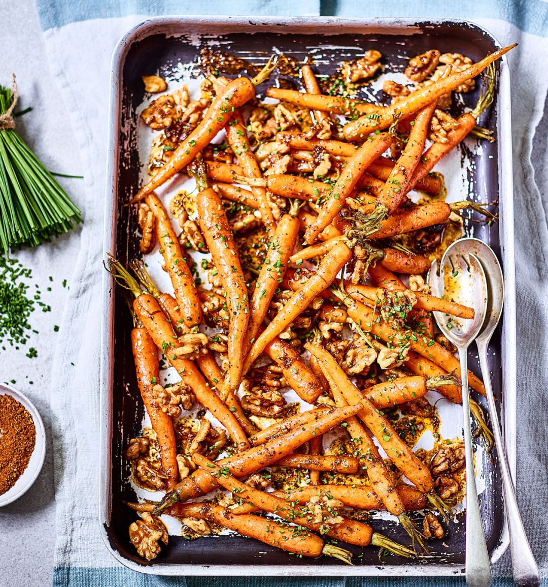Cajun glazed Carrots with walnuts from California Walnuts