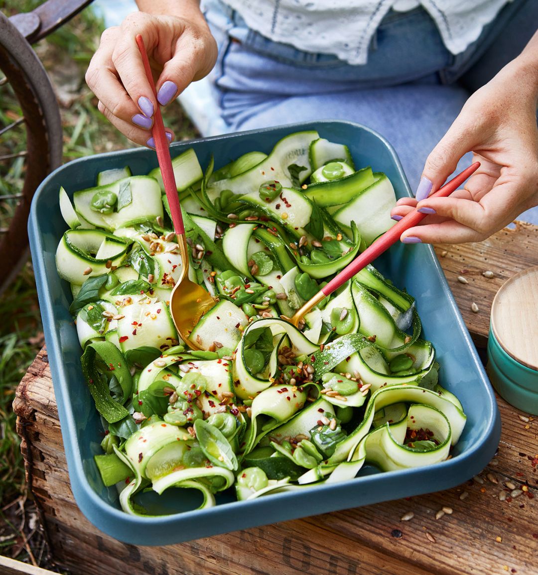 Courgette broad bean salad