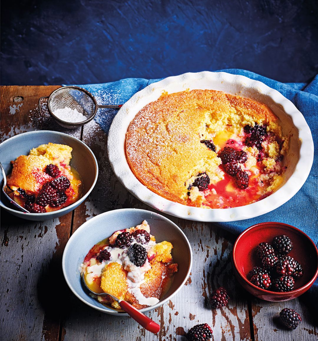 Blackberry and lemon self-saucing pudding