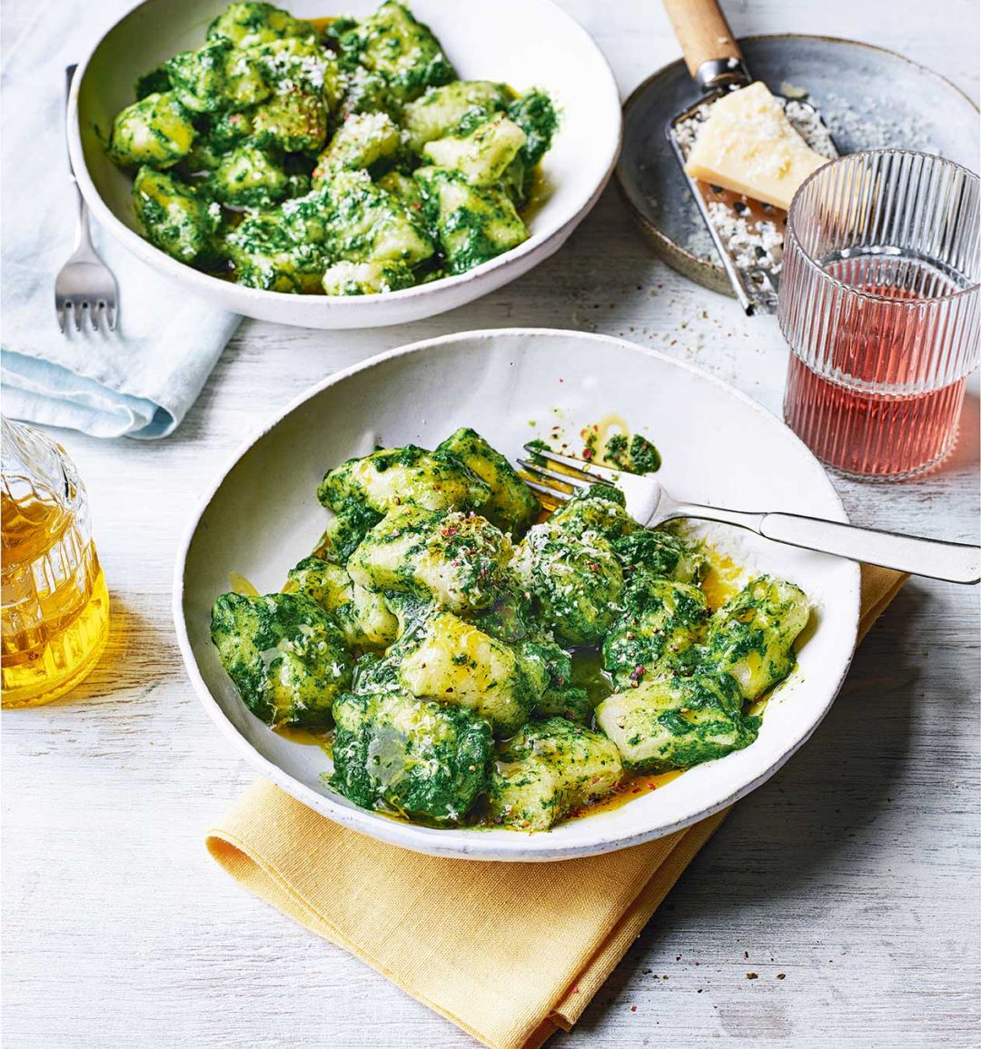 Gnocchi pillows in silky green sauce 