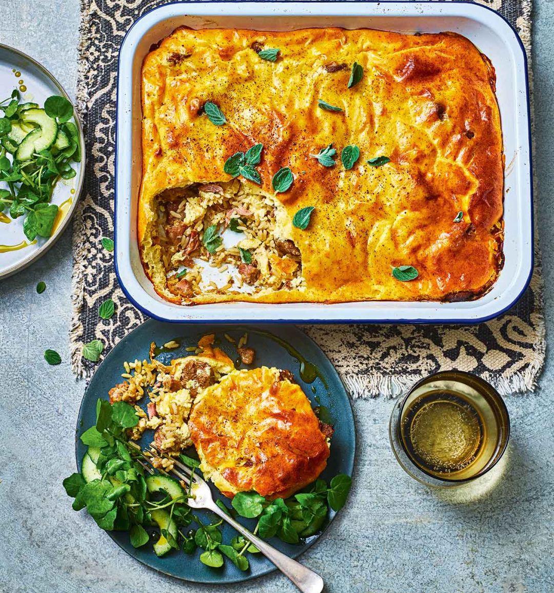 Albanian-style baked lamb with rice