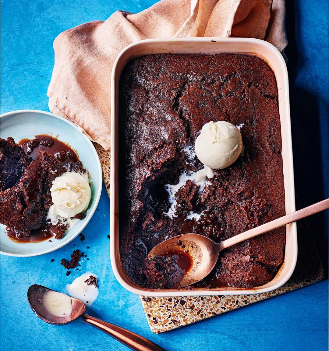 Molten dark chocolate and stout pudding