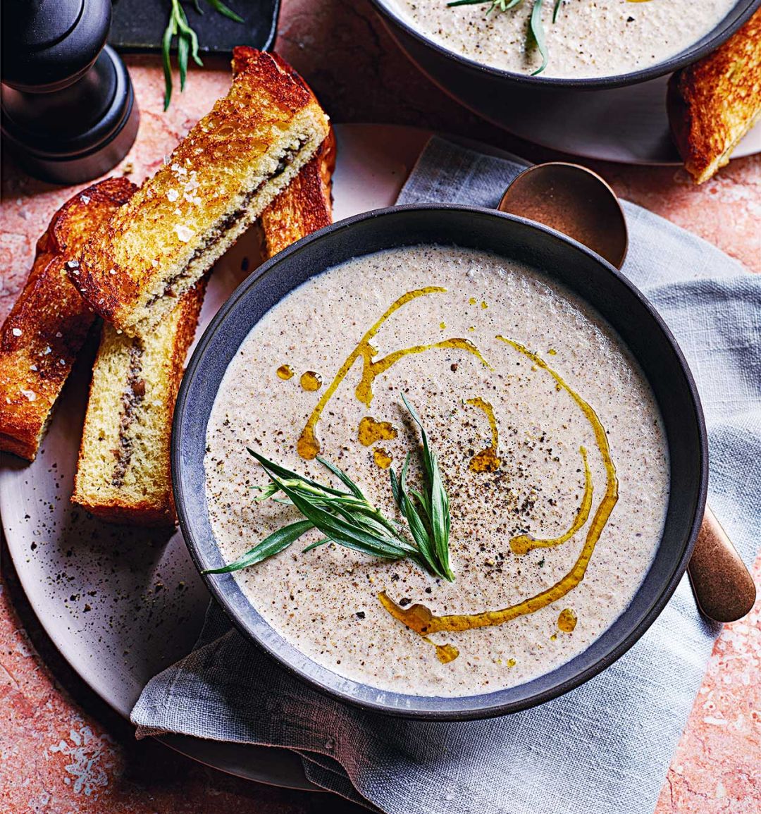 Mushroom soup with mushroom toasties
