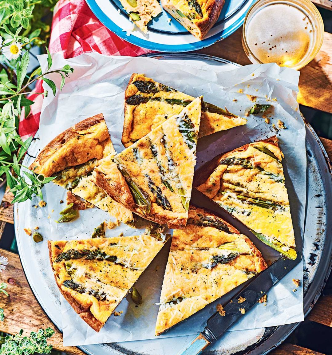 Crab and asparagus crustless quiche