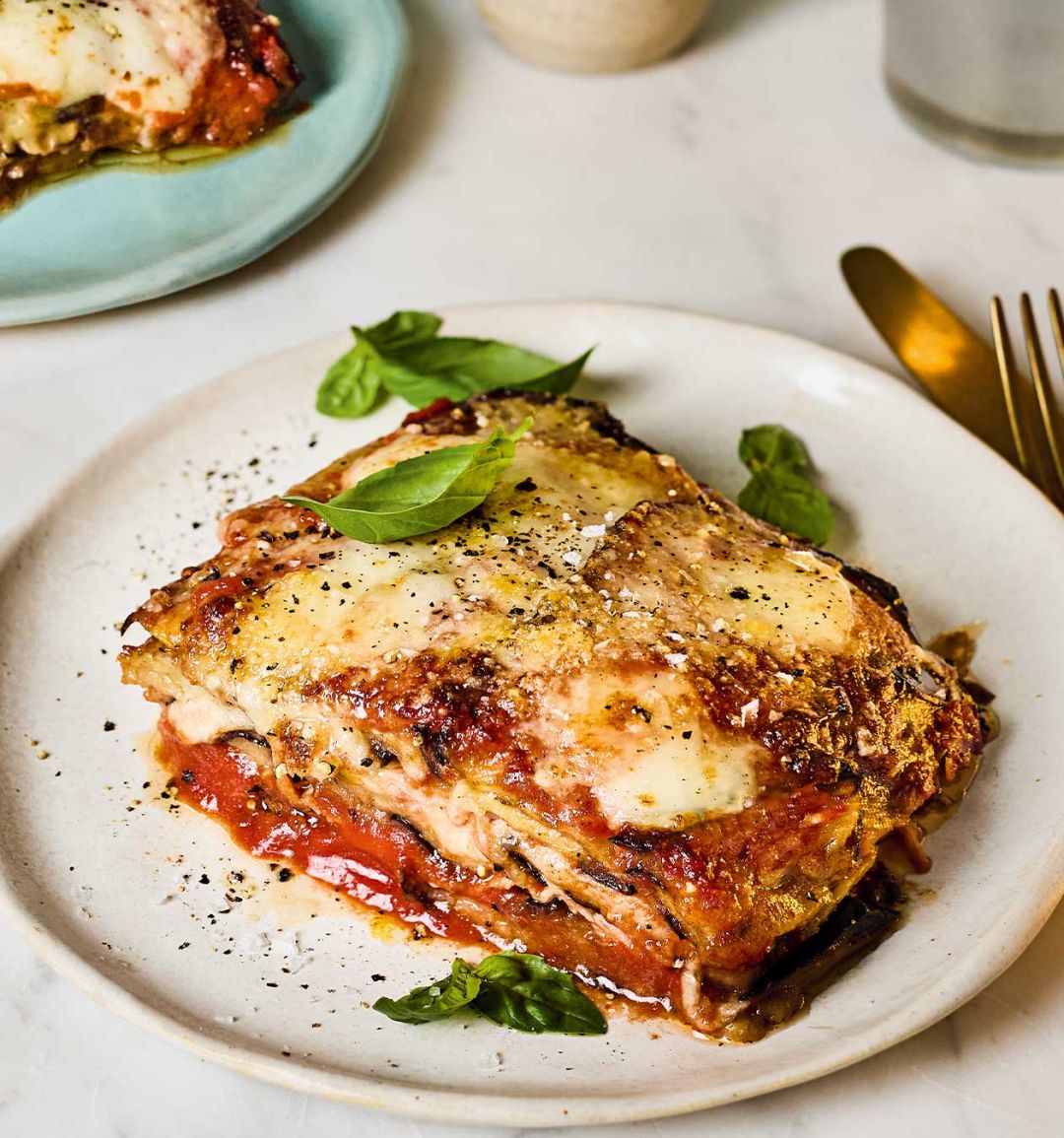 Aubergine parmigiana with ham