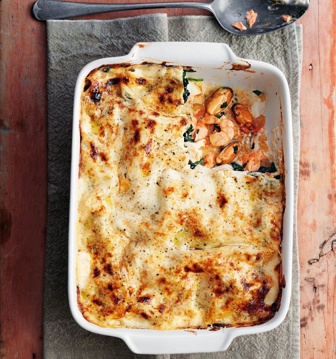 Luxury seafood lasagne