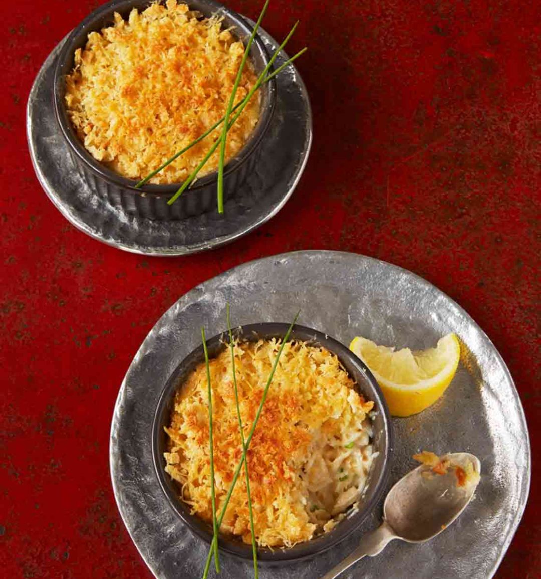 Crab mini gratins with Parmesan crumb