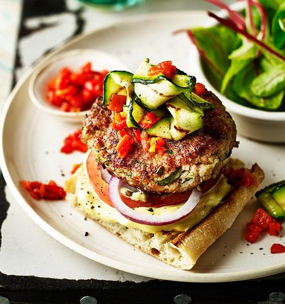 ‘Topless’ pork and courgette burgers