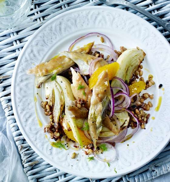 Smoked mackerel, fennel and orange quinoa
