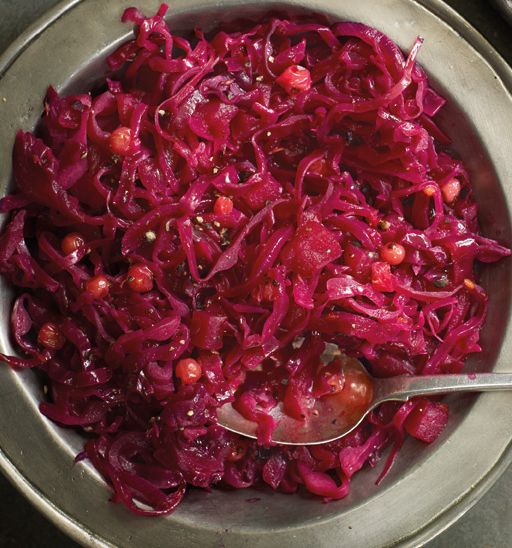 Braised red cabbage and red berries