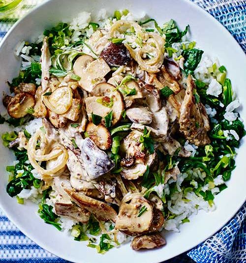 Mustardy mushroom stroganoff