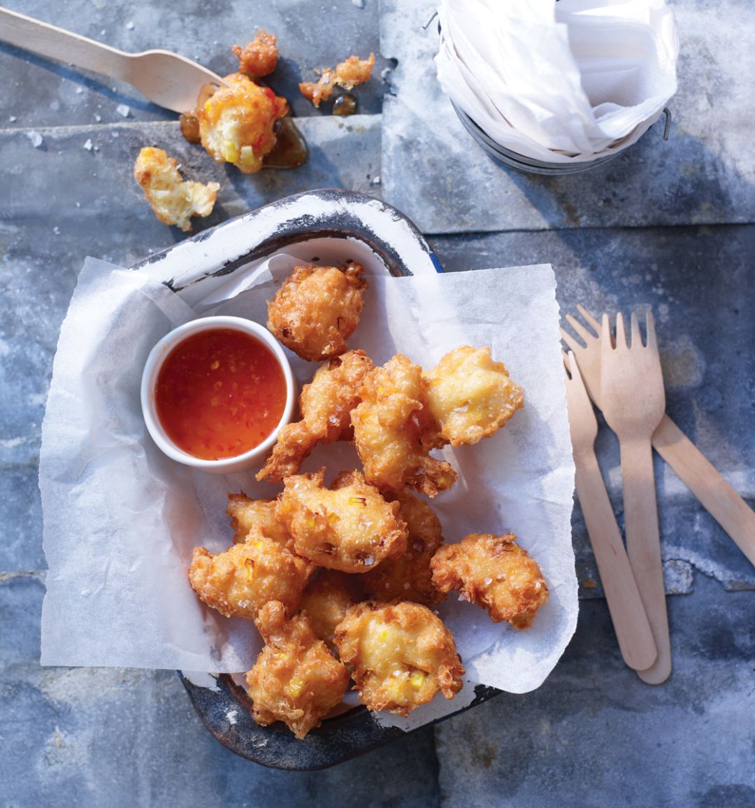 Crab and sweetcorn fritters