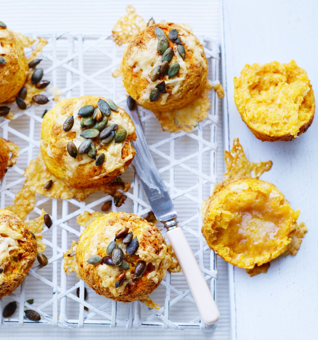 Cheese-crusted butternut squash scones