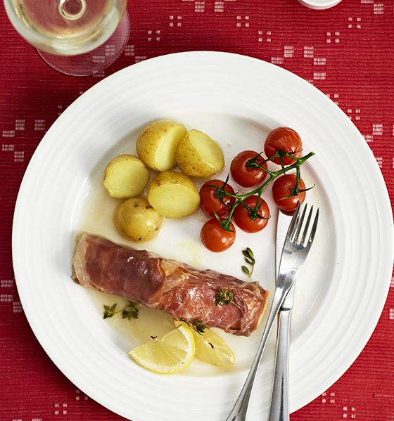 Salmon and Parma ham parcels