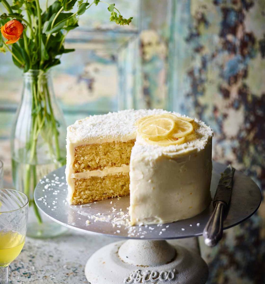 Coconut lemon drizzle cake