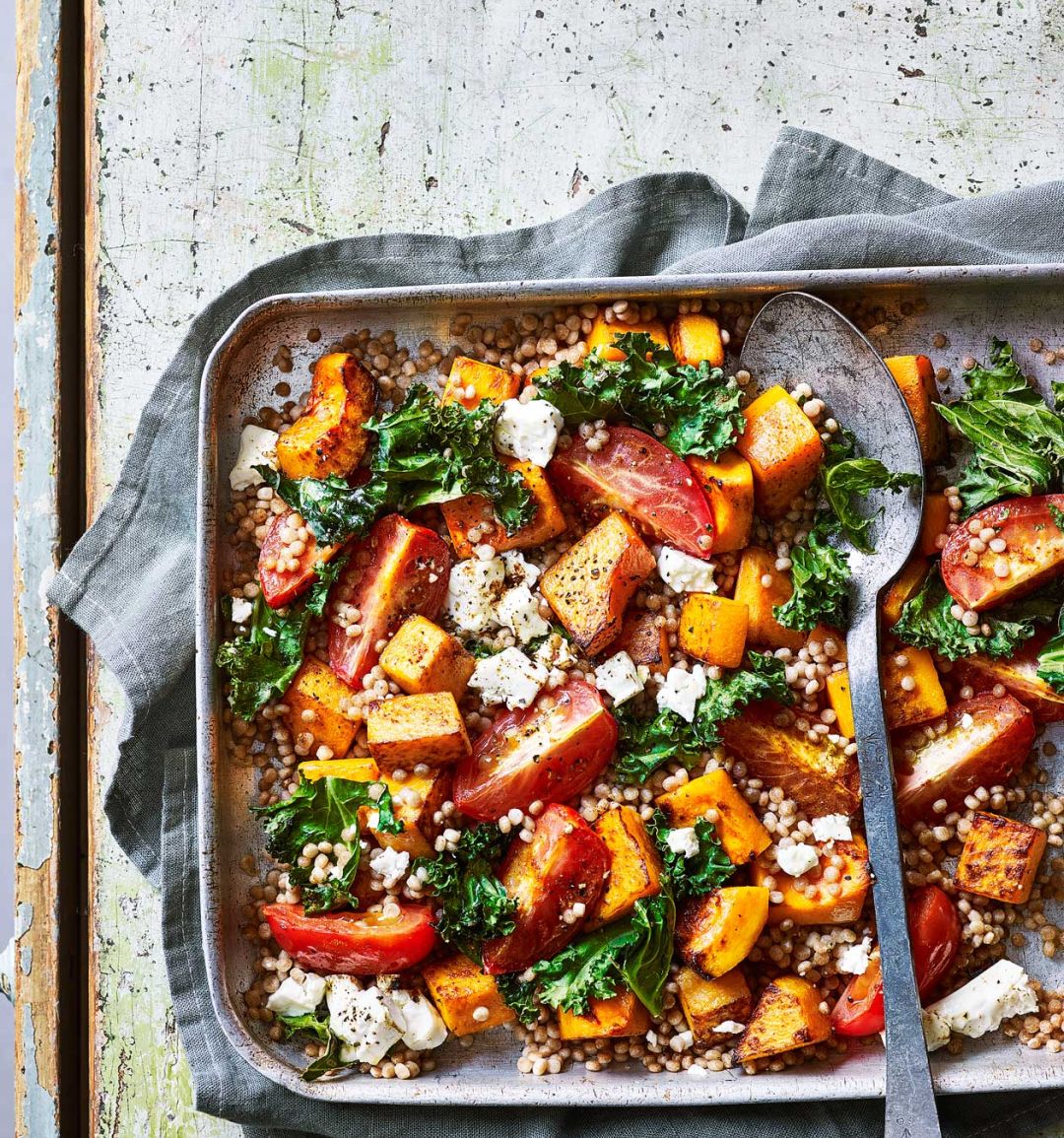 Autumn couscous with roast squash and feta