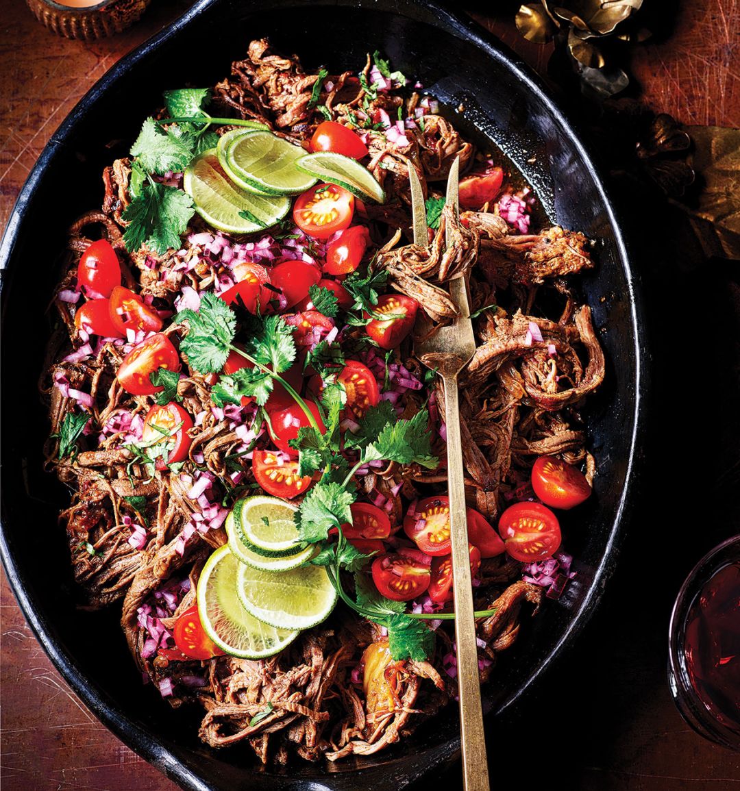 Slow-cooked brisket with Mexican salsa