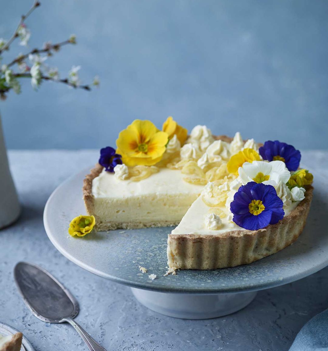 Lemon and cardamom chiffon pie with coconut pastry