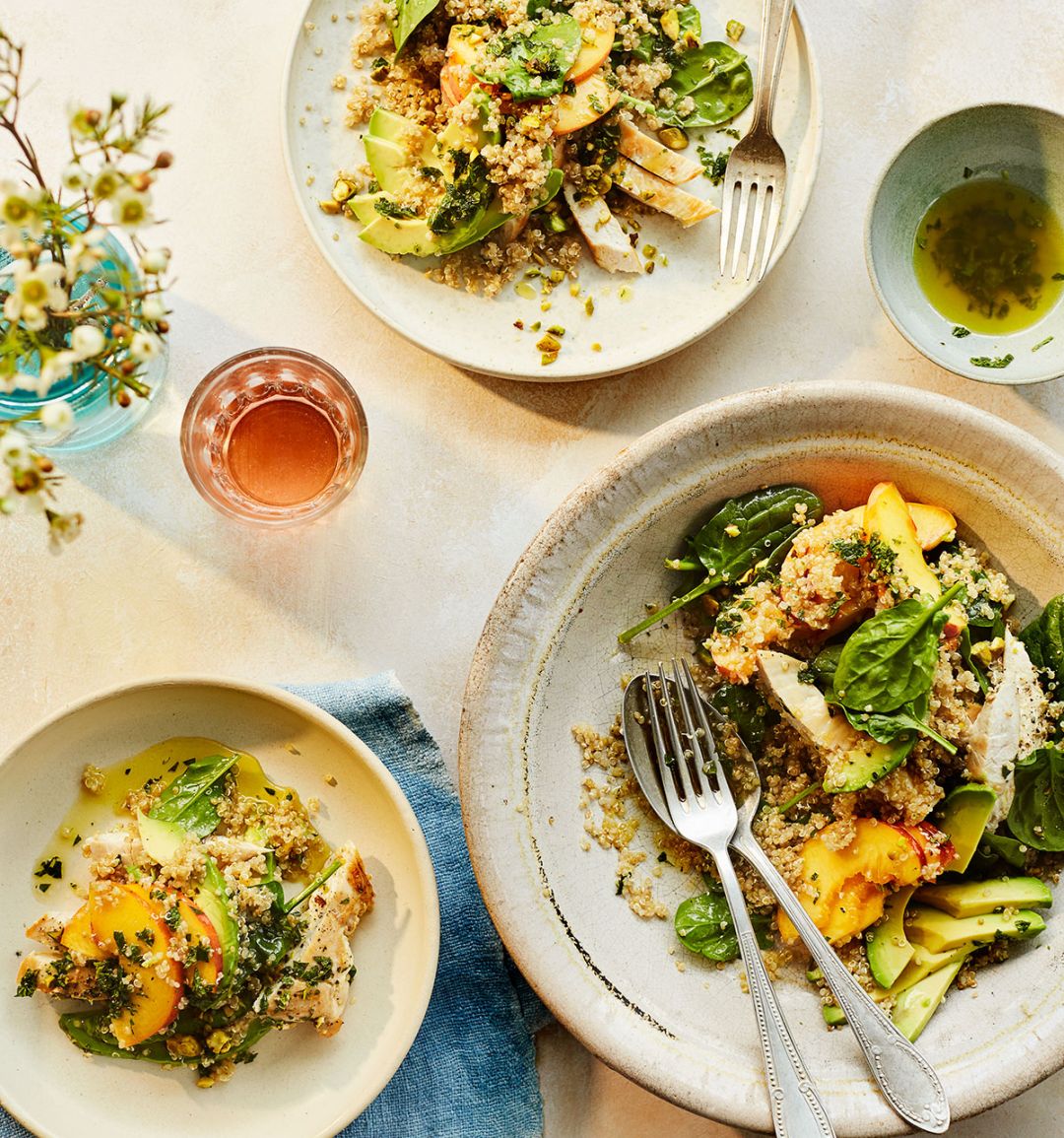 Summer chicken and peach salad