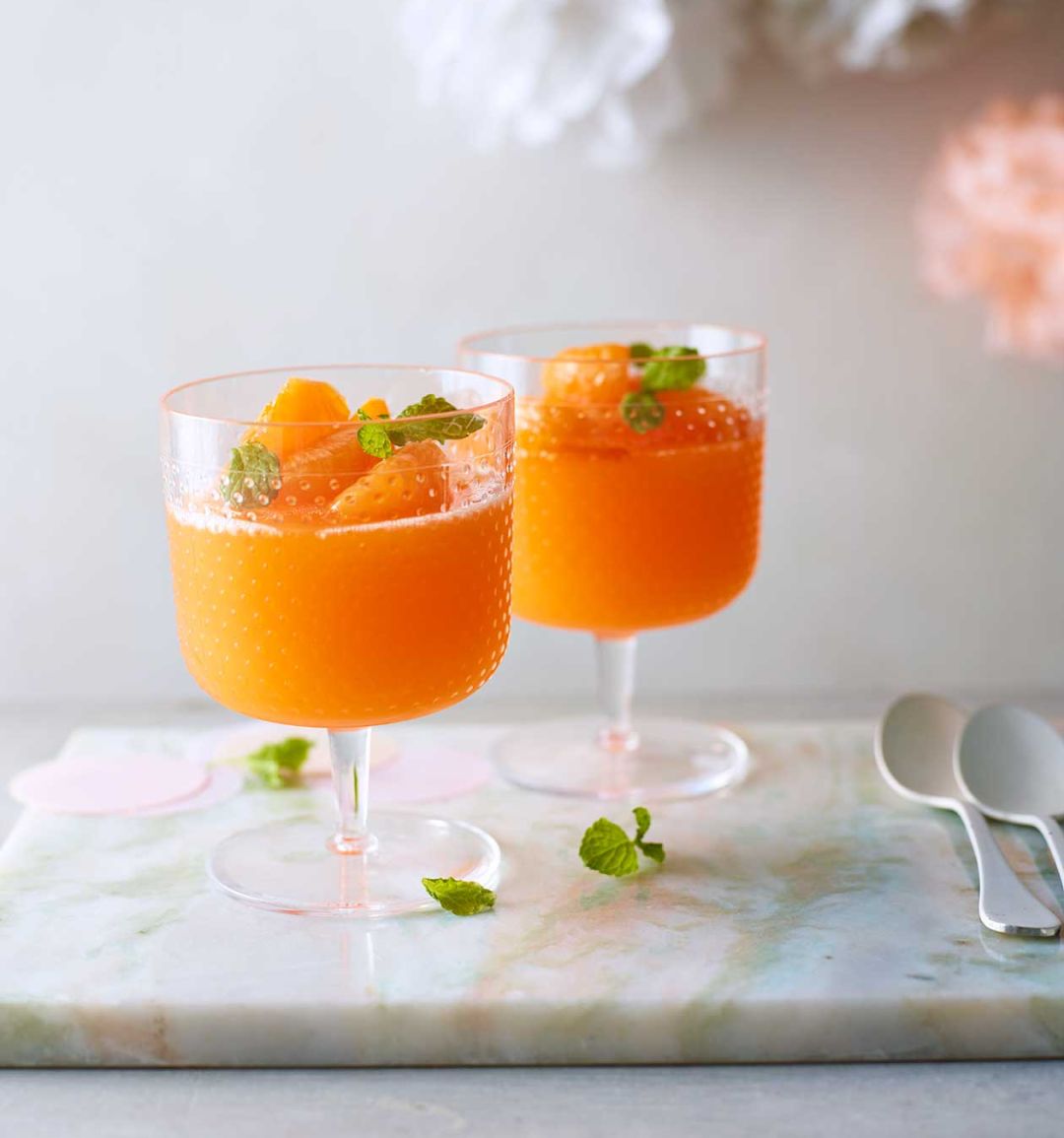 Aperol spritz jellies with citrus mint salad