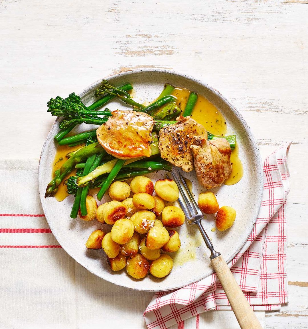 Lemon pork and crispy gnocchi