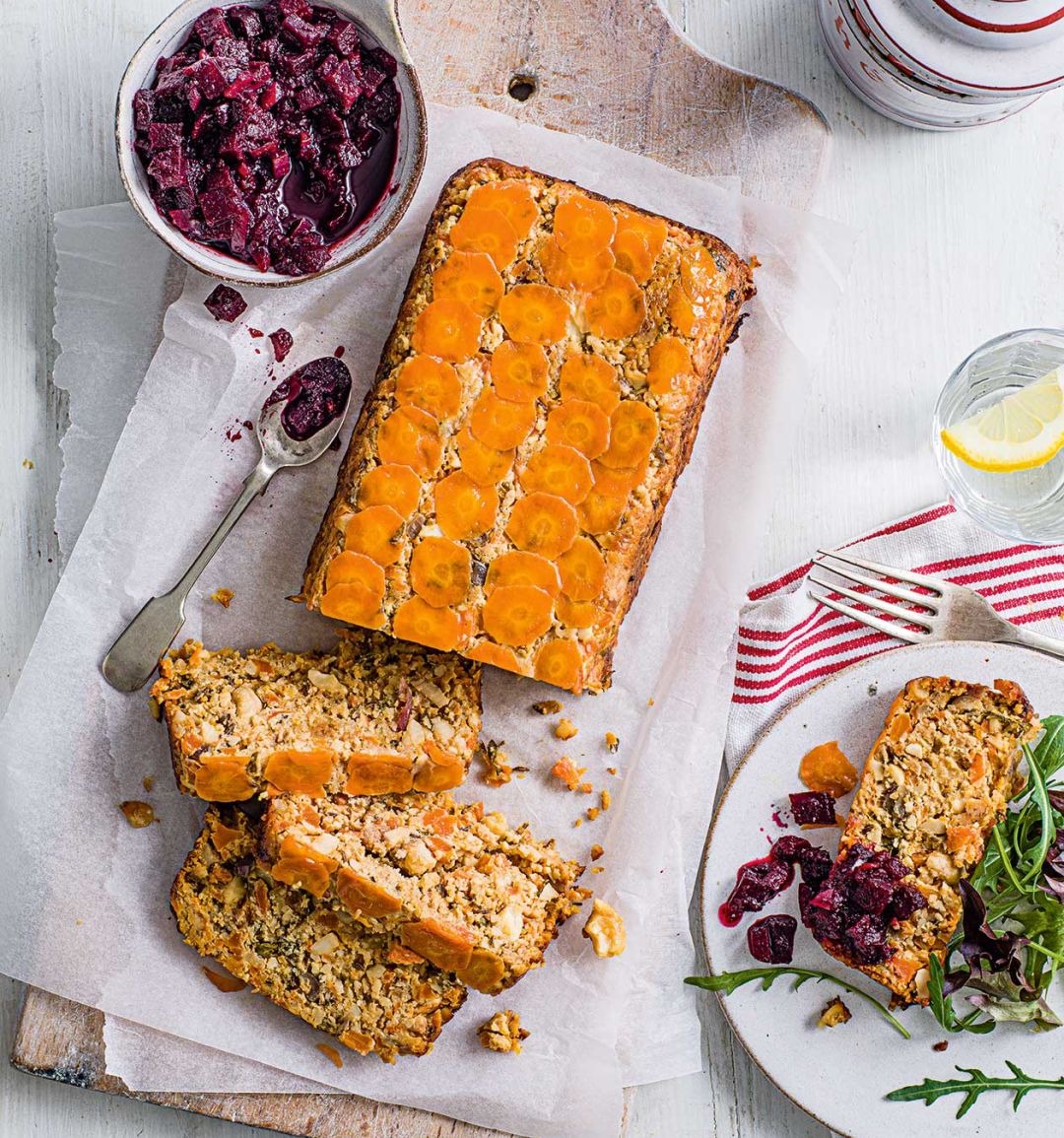 Carrot terrine with beetroot relish