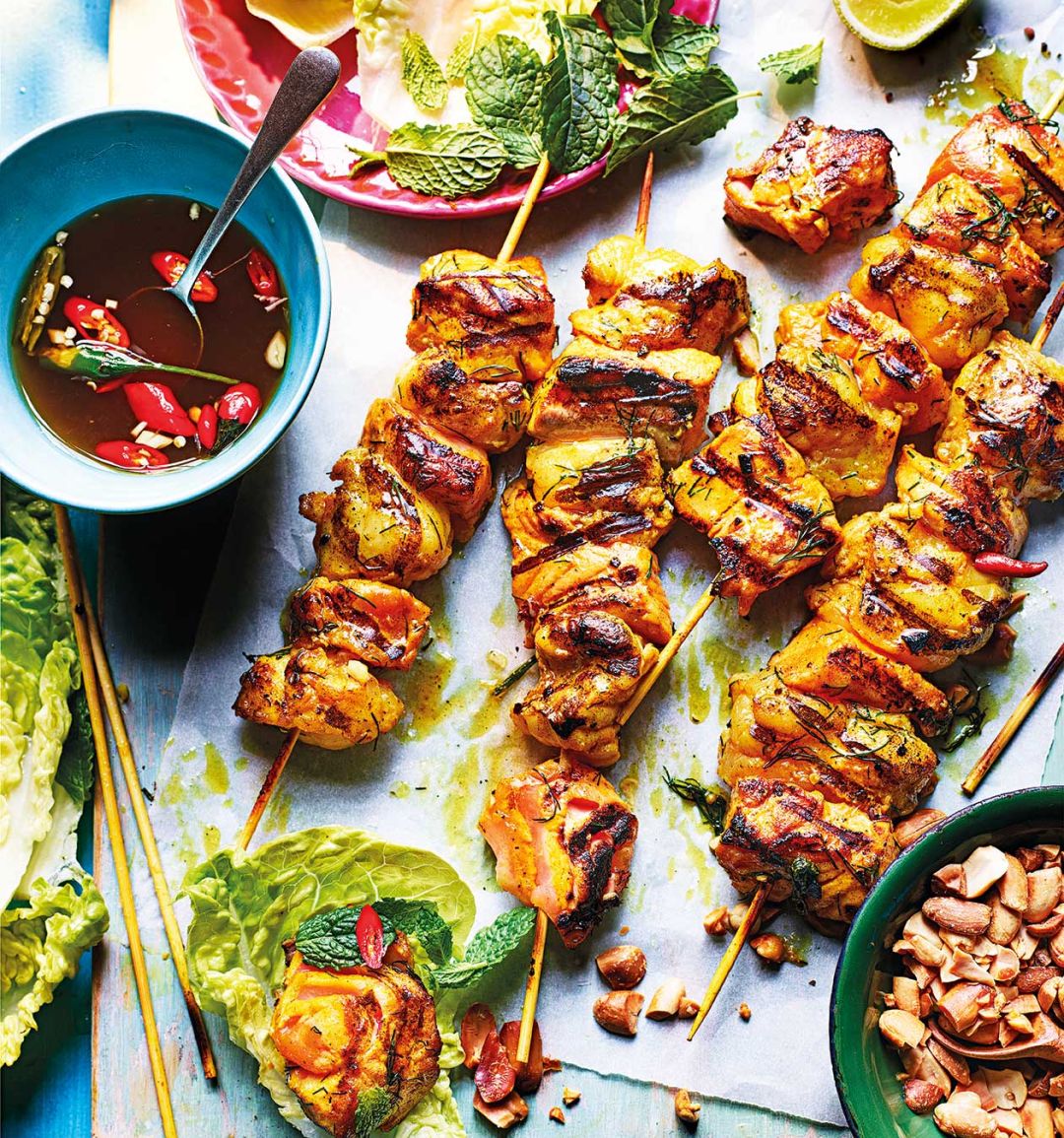 Vietnamese-inspired fish skewers 