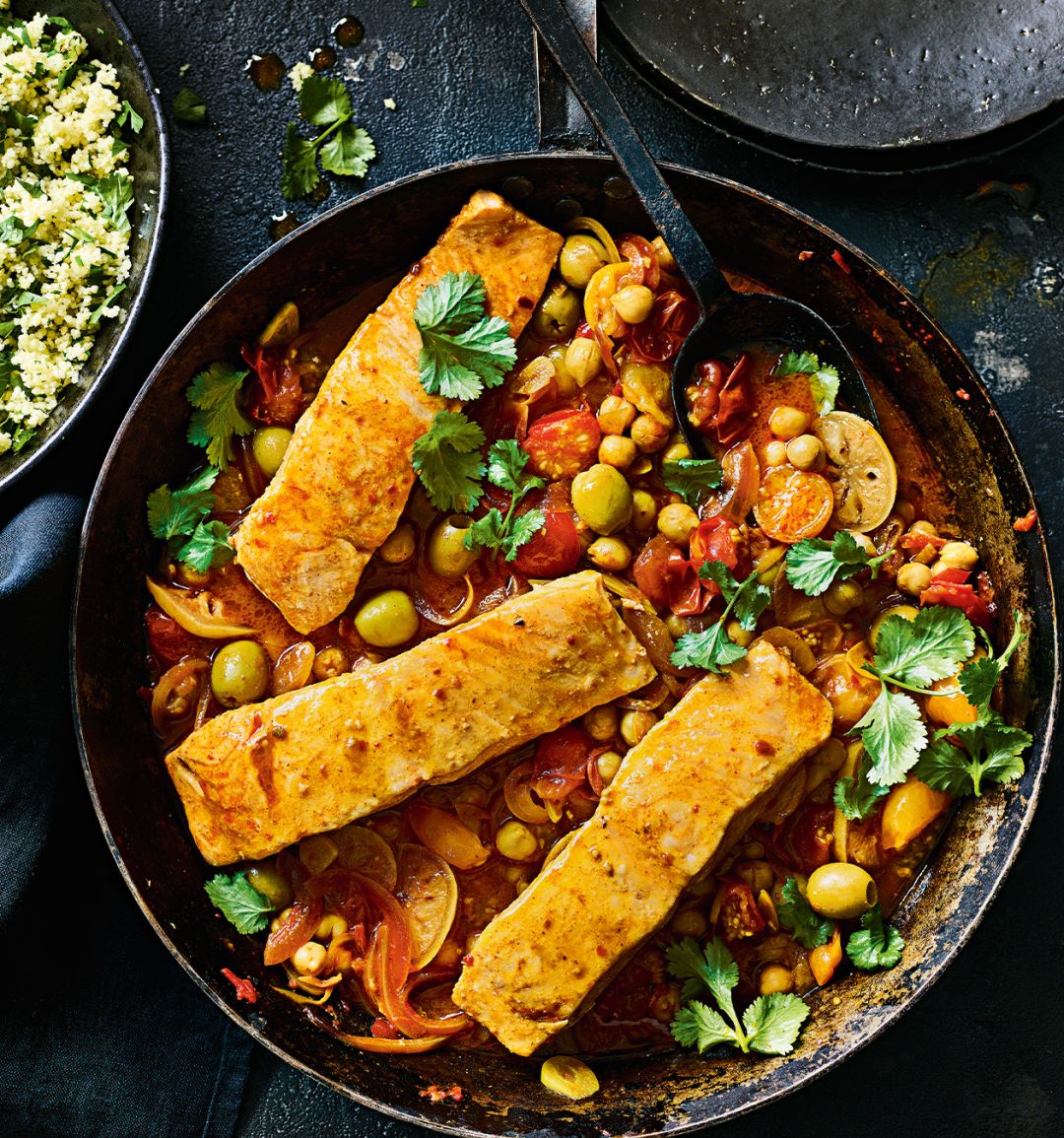 Saffron salmon tagine