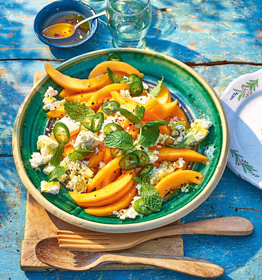 Melon, green chilli and feta salad