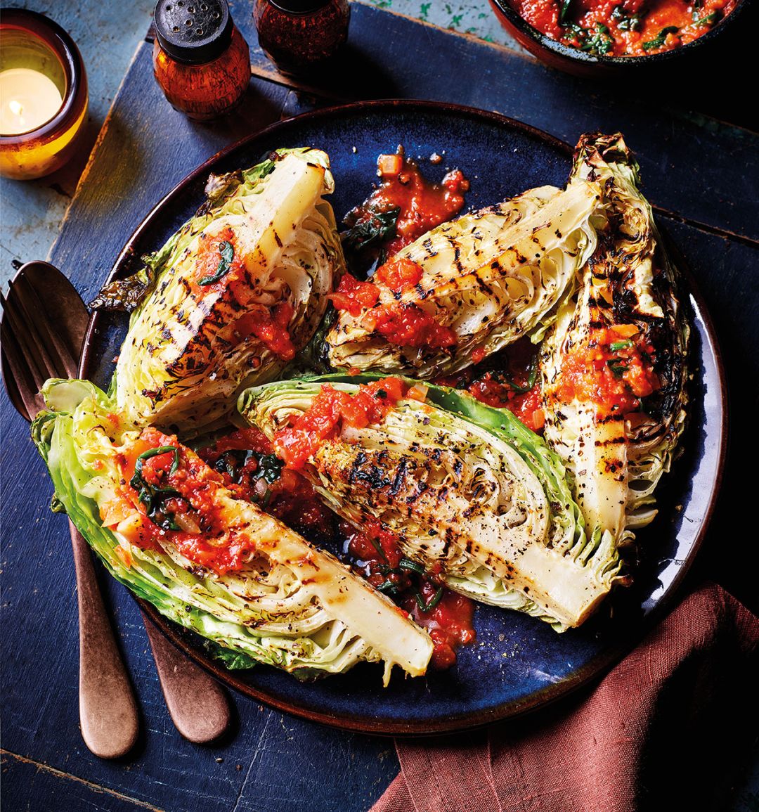 Efo riro with chargrilled cabbage