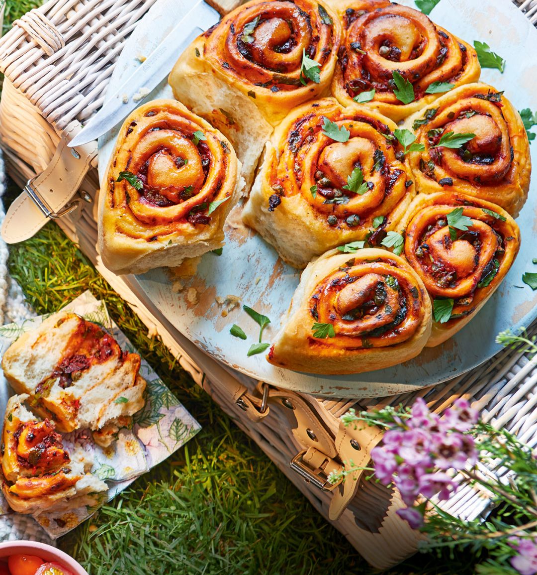 Pull-apart puttanesca swirls