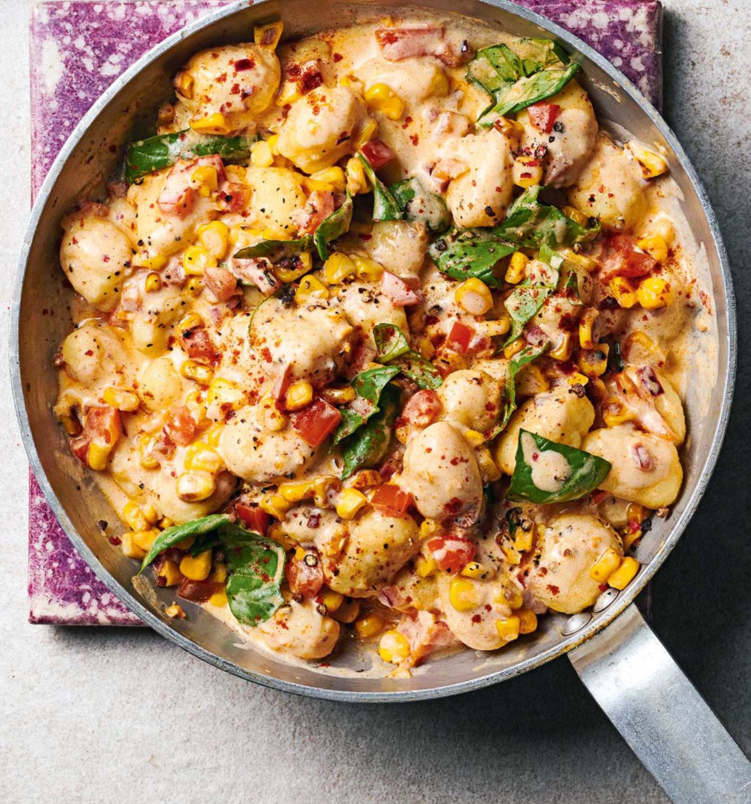 Gnocchi with smoky corn and peppers