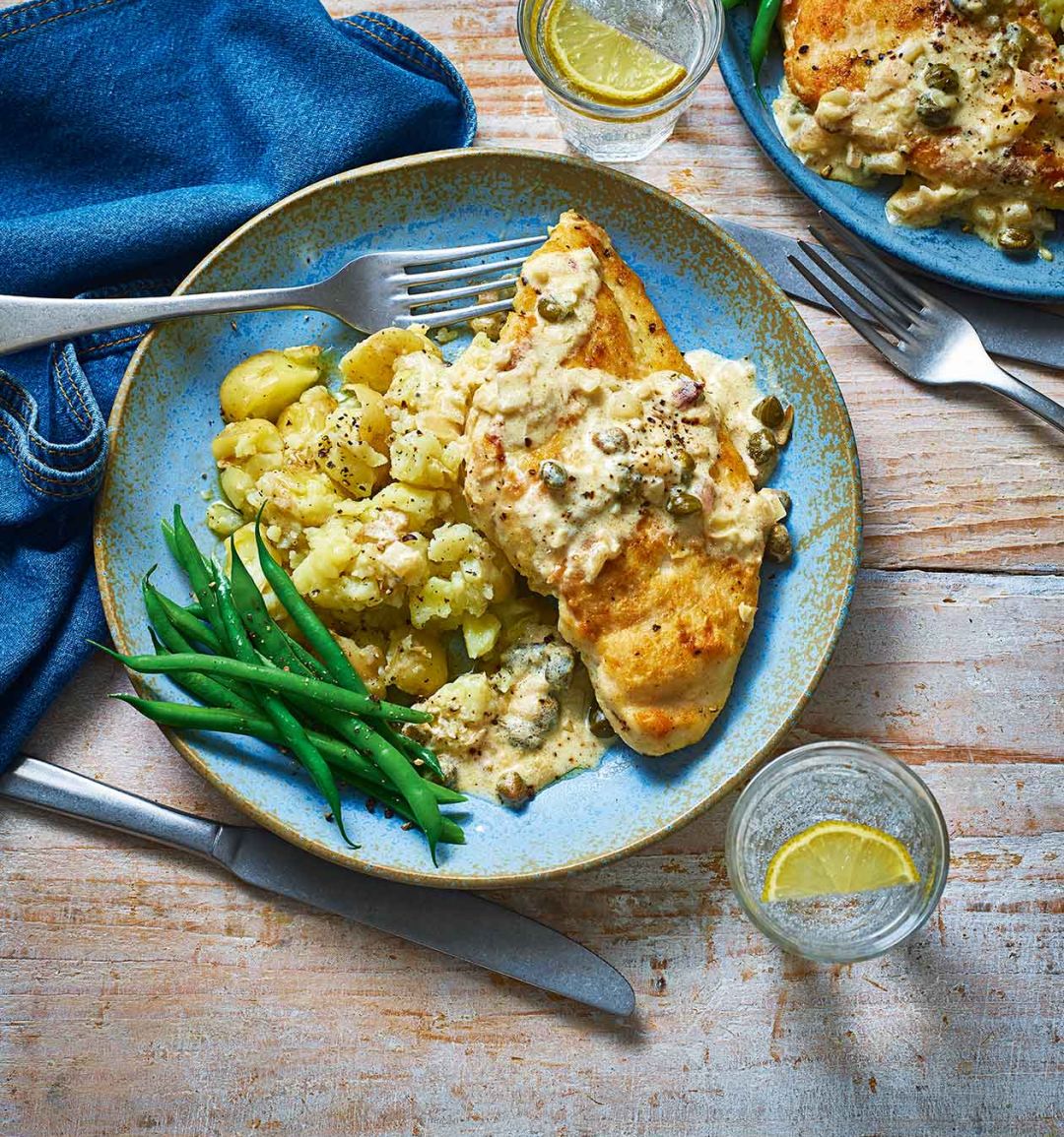 Creamy caper chicken and potatoes