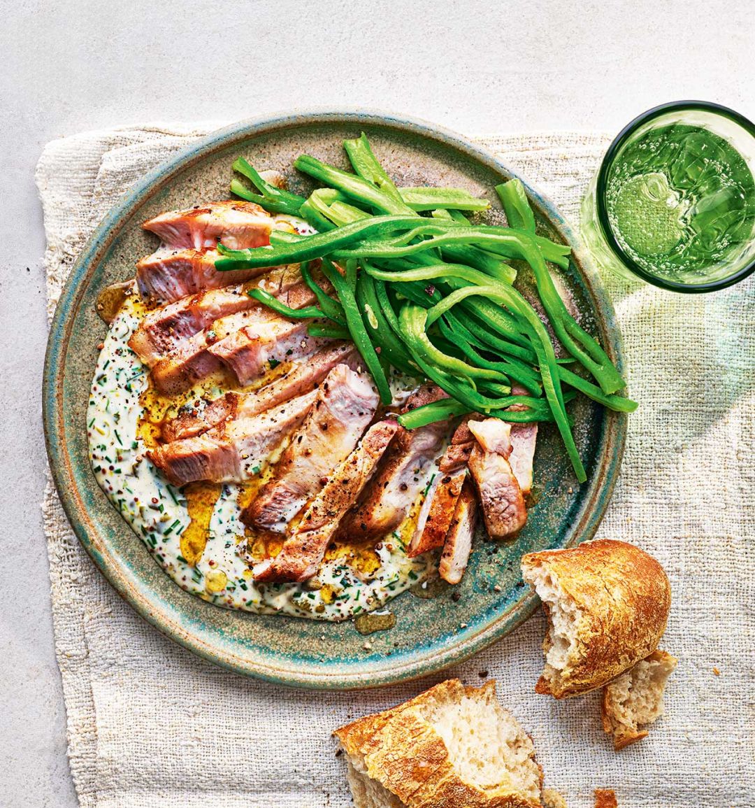 Pork chops with cheat's sauce gribiche