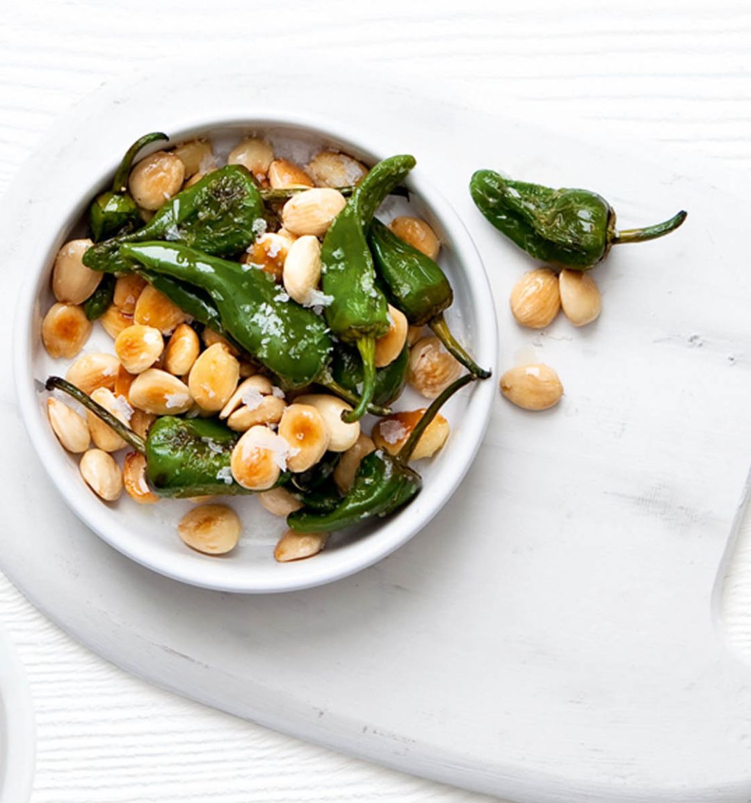 Padron peppers and almonds
