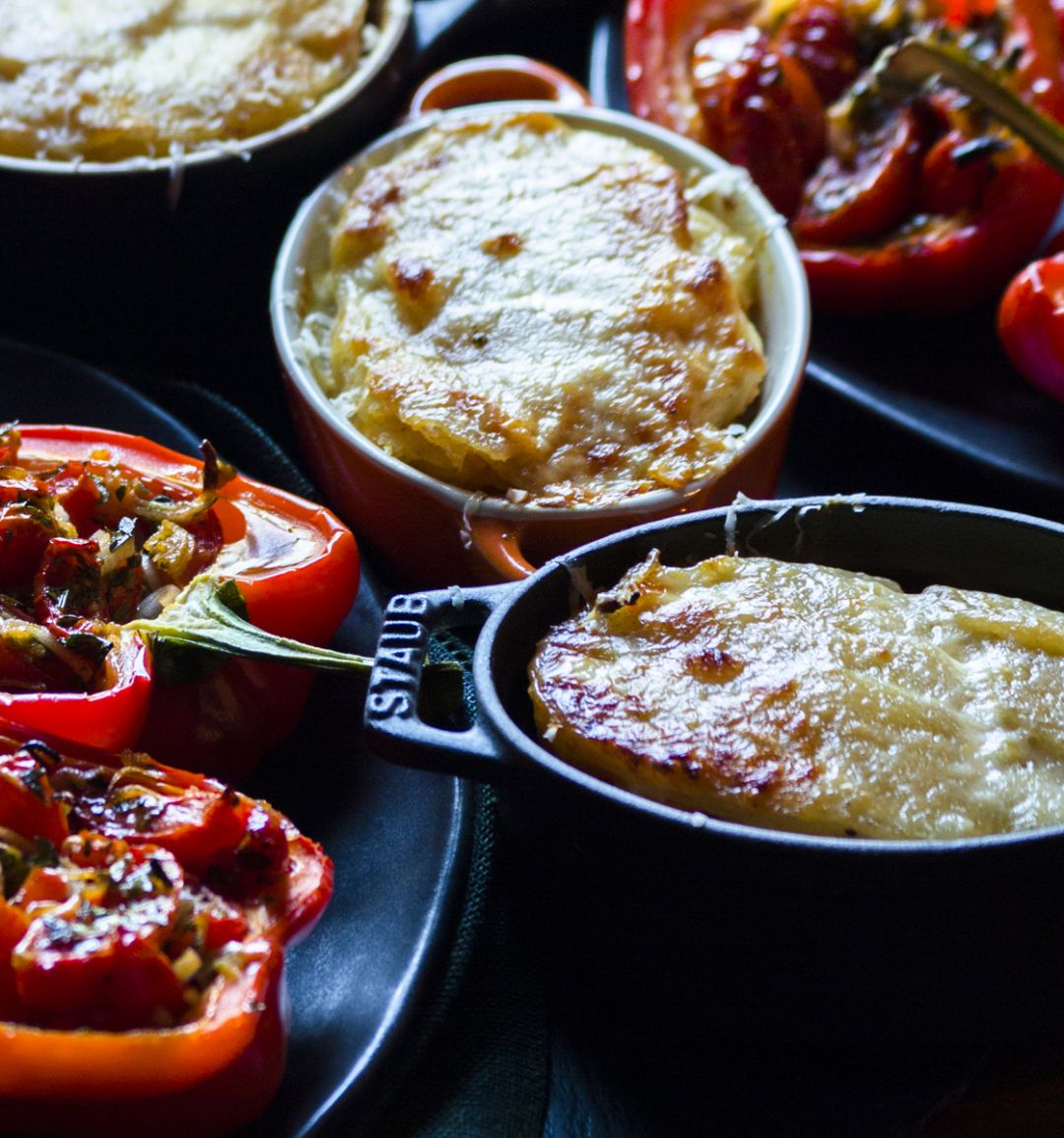 Double bubble sweet potato gratin