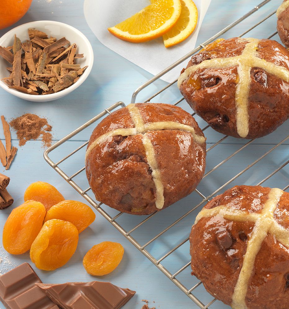 Spiced chocolate and orange hot cross buns