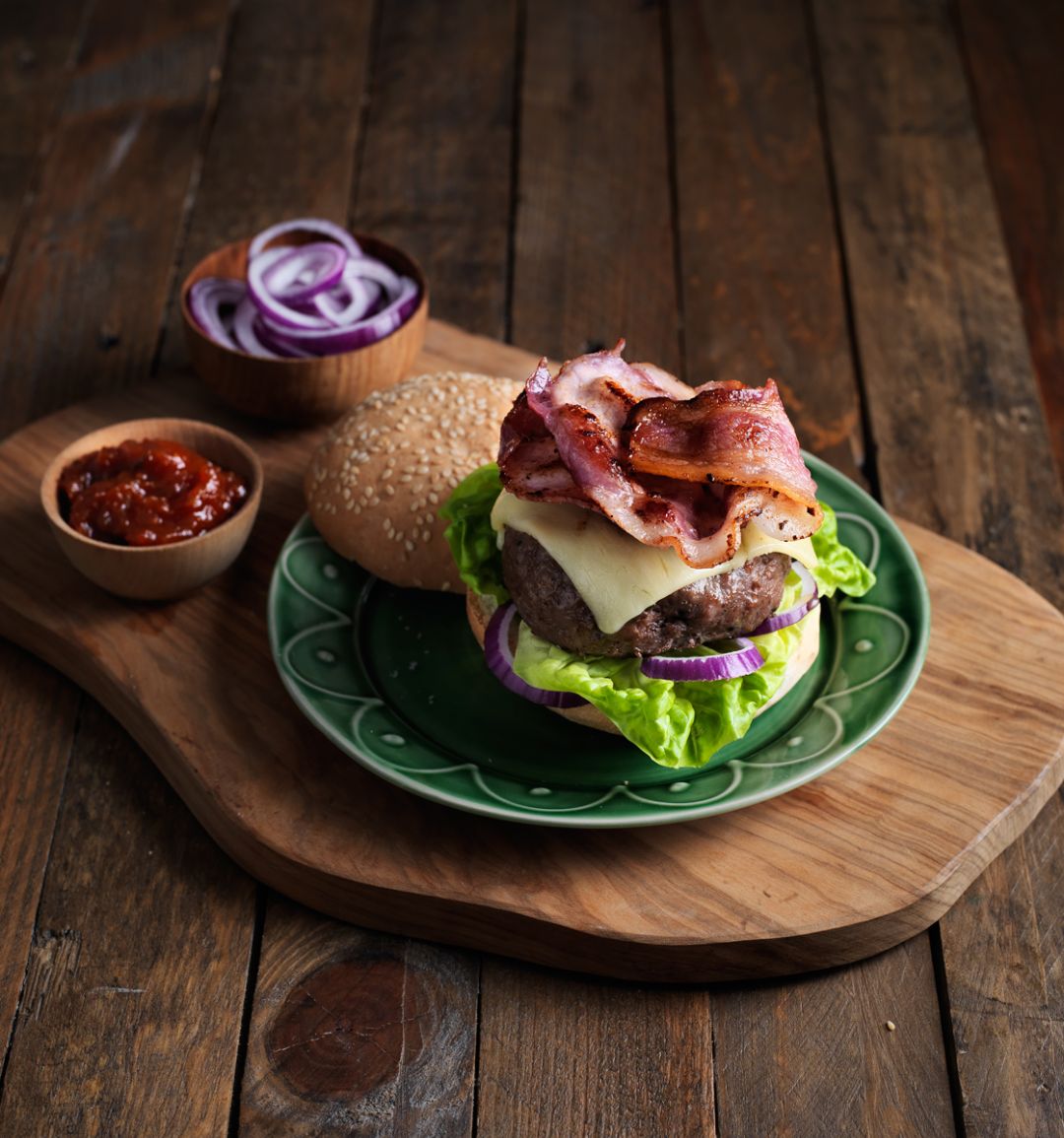 Classic cheese and bacon burger